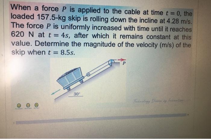 Solved When a force P is applied to the cable at time t 0