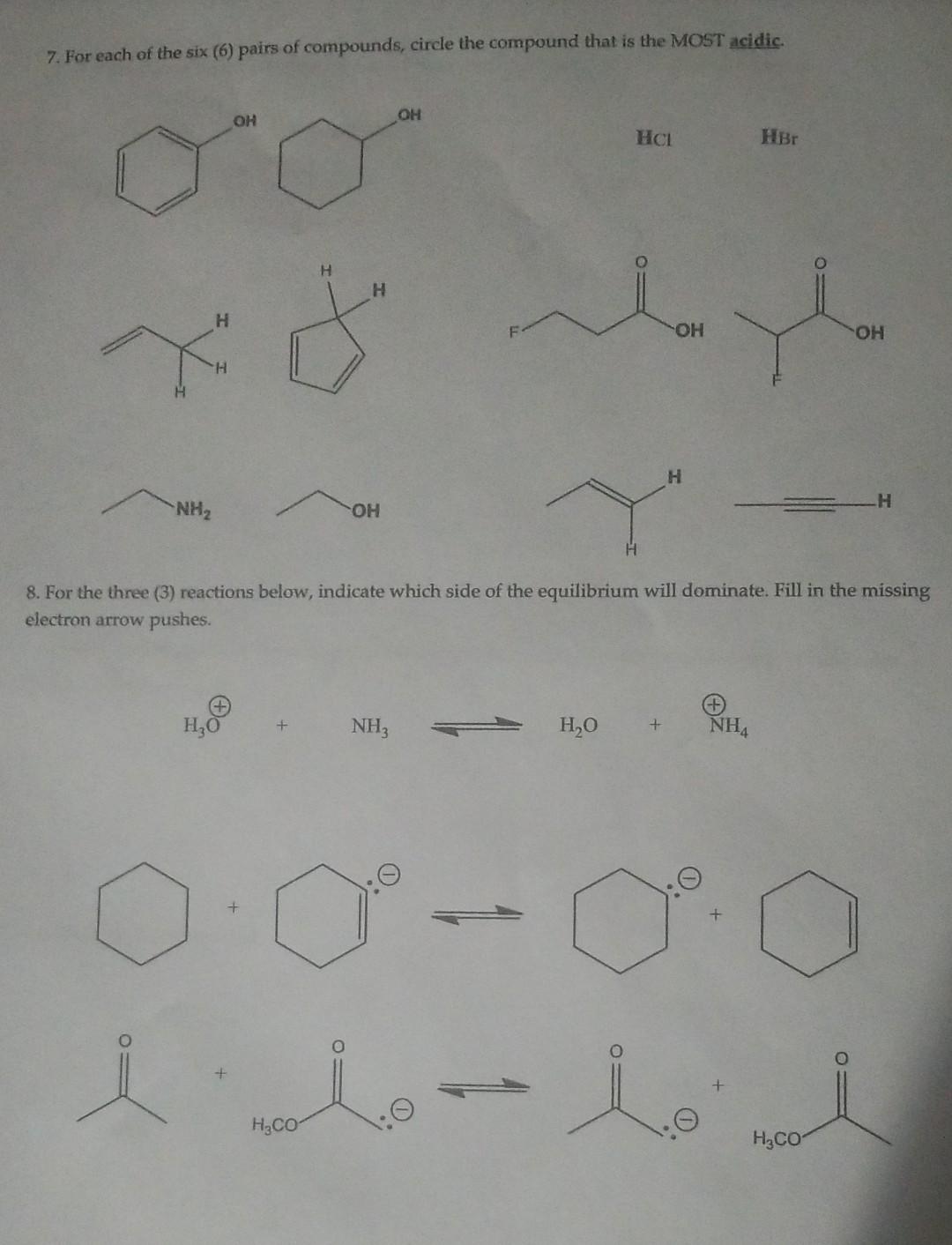 Solved 7. For each of the six (6) pairs of compounds, circle | Chegg.com