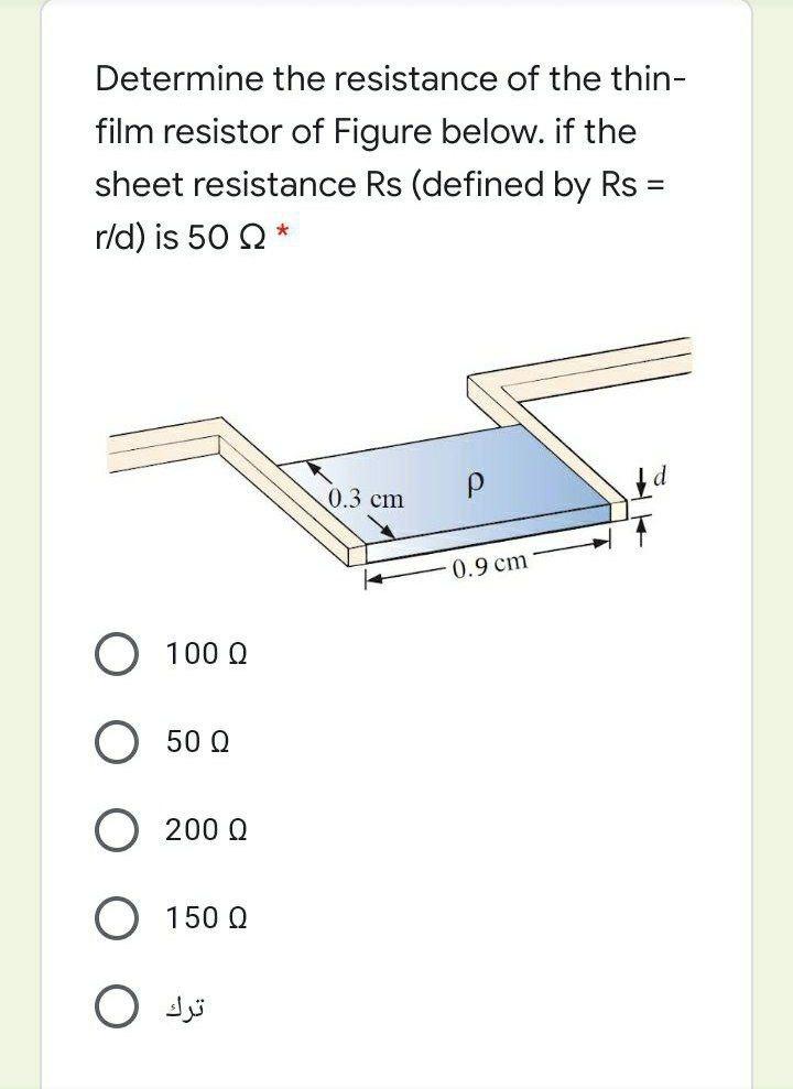 Solved Determine the resistance of the thin- film resistor | Chegg.com