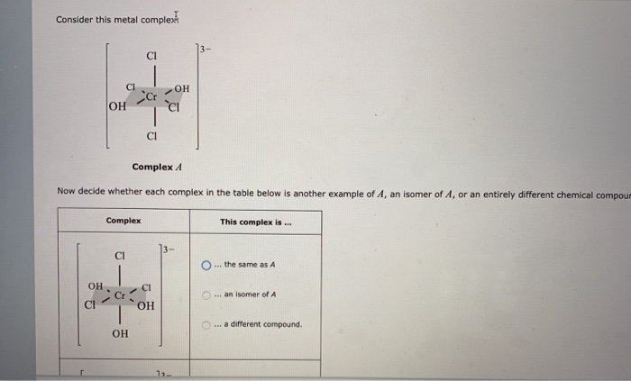 Solved Comple Consider This Metal Cl Cl On Oh Cl Comple Chegg Com