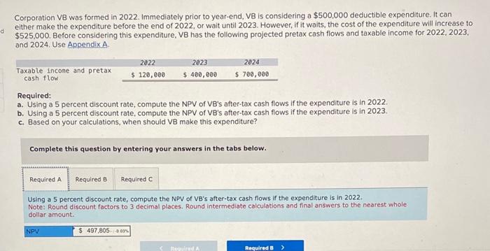Solved Corporation VB was formed in 2022. Immediately prior | Chegg.com
