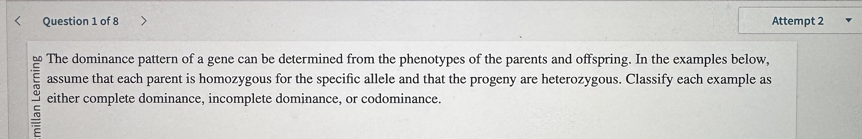 Solved Question 1 ﻿of 800 ﻿The dominance pattern of a gene | Chegg.com