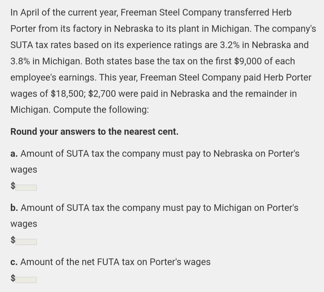 Solved In April Of The Current Year Freeman Steel Company Chegg Com