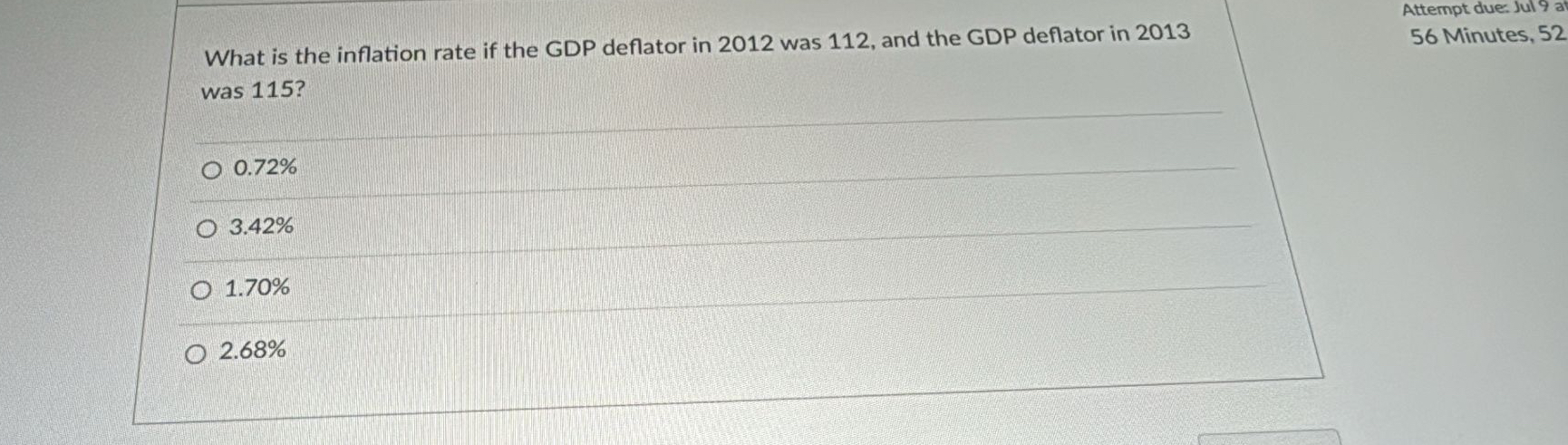 Solved What is the inflation rate if the GDP deflator in | Chegg.com