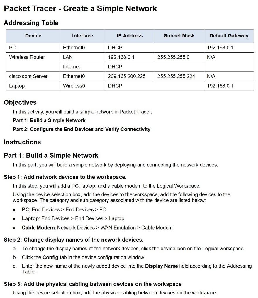 Solved In This Activity, You Will Complete The Following | Chegg.com