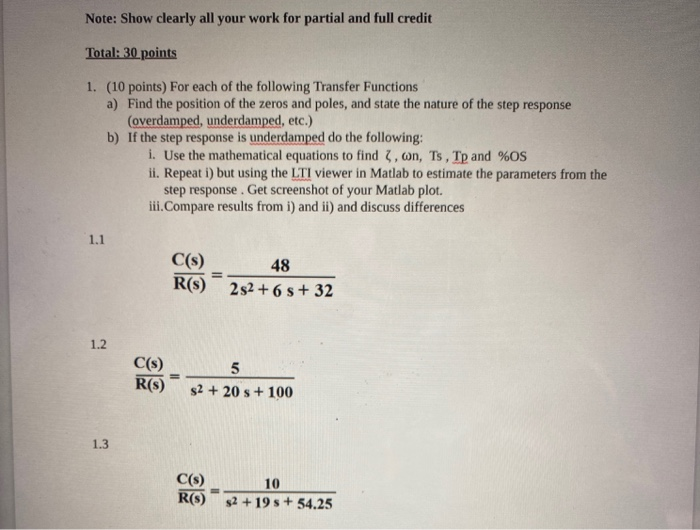 Solved Note: Show clearly all your work for partial and full | Chegg.com
