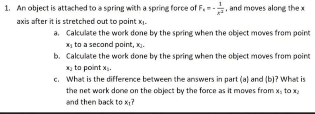 Solved 1. An object is attached to a spring with a spring | Chegg.com