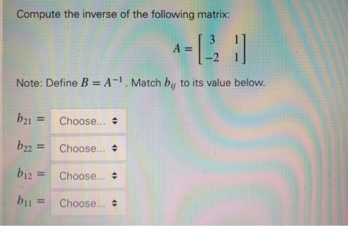 Solved Compute the inverse of the following matrix: 3 A = | Chegg.com