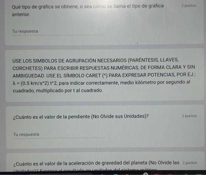 Qué tipo de gráfica se obtiene, o sea cómo se llama el tipo de gráfica 2 puntos anterior. USE LOS SIMBOLOS DE AGRUPACIÓN NECE