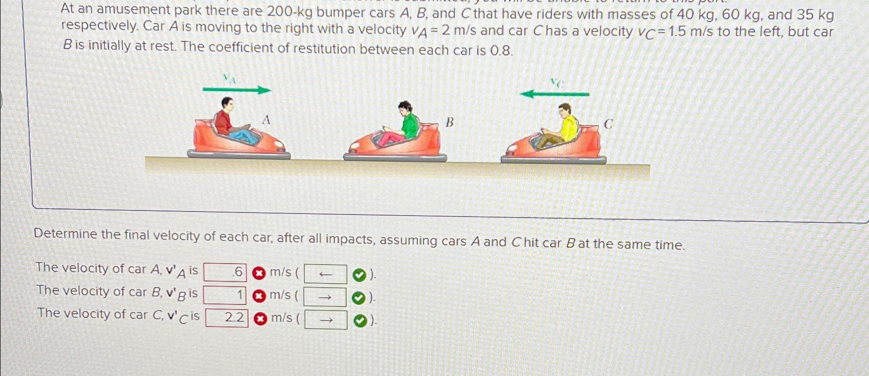 Solved At an amusement park there are 200-kg ﻿bumper cars | Chegg.com