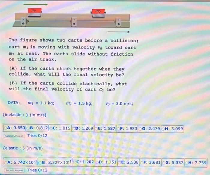 Solved The Figure Shows Two Carts Before A Collision; Cart | Chegg.com