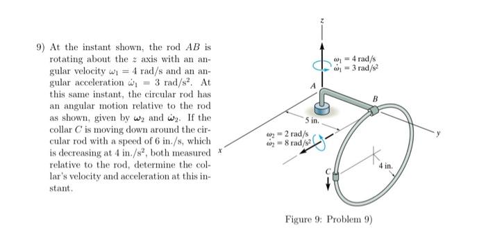 Solved 9) At The Instant Shown, The RodAB Is Rotating About | Chegg.com