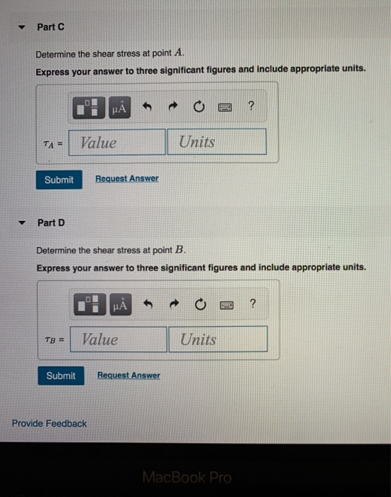 Solved Part A Determine the normal stress at point A. | Chegg.com