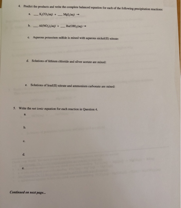 precipitate reactions list precipitate reactions list