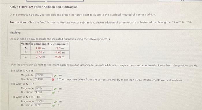 Solved Active Figure 1.9 Vector Addition and Subtraction In | Chegg.com