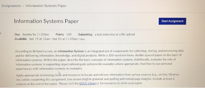 Solved Assignments > Information Systems Paper Information | Chegg.com