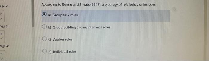 Solved According to Benne and Sheats (1948), a typology of | Chegg.com