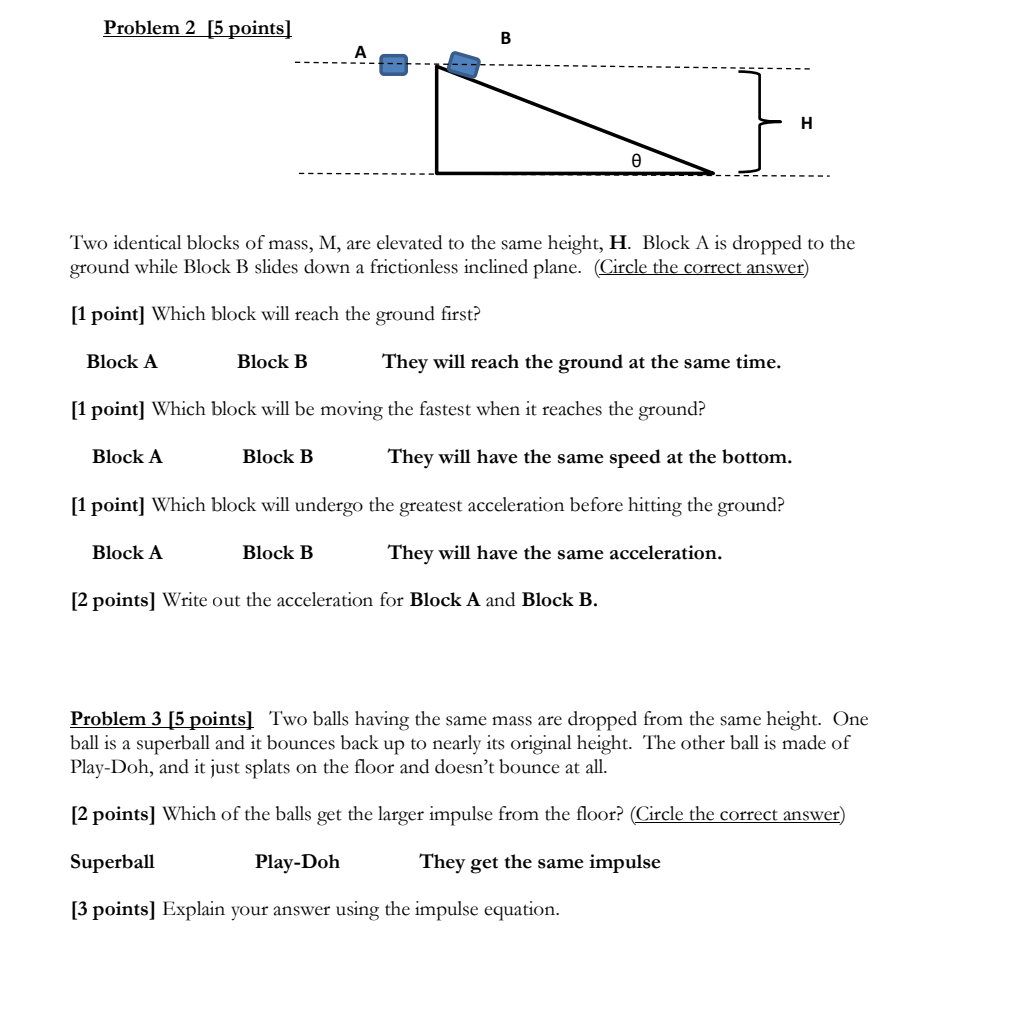 Solved Problem 2 [5 points] B H Ꮎ Two identical blocks of | Chegg.com