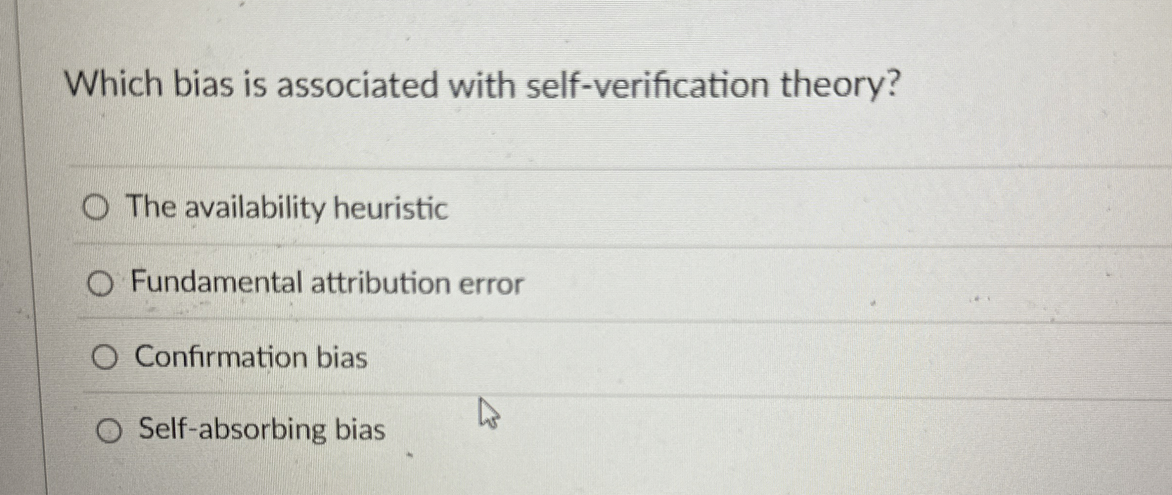 Solved Which bias is associated with selfverification