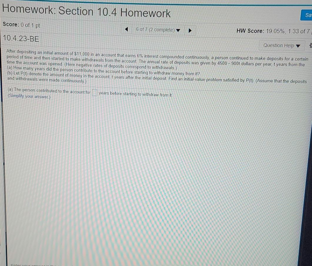 Solved Homework: Section 10.4 Homework Sa Score: 0 of 1 pt 6 | Chegg.com