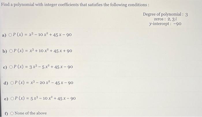 degree 3 polynomial with integer coefficients calculator