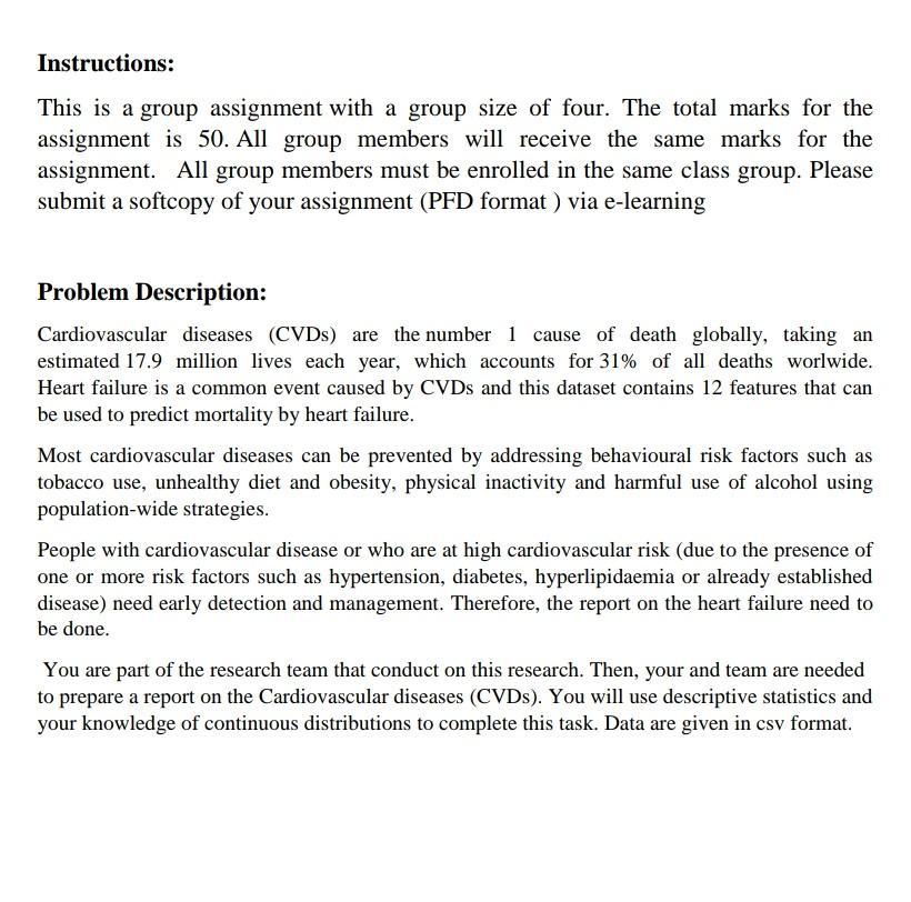 Instructions: This is a group assignment with a group | Chegg.com