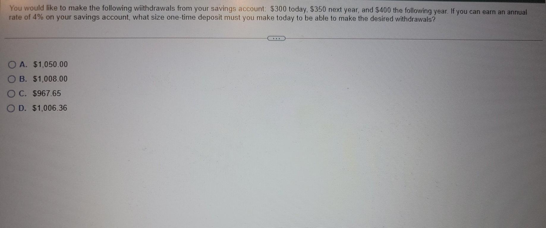 Solved You would like to make the following withdrawals from | Chegg.com