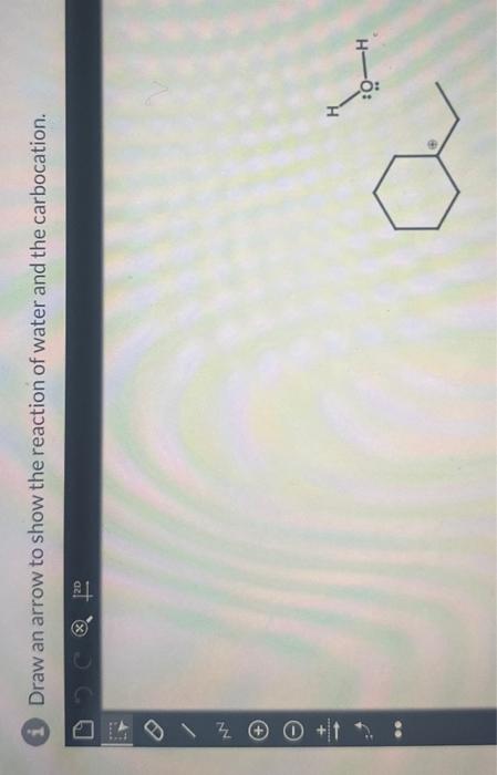 (i) Draw an arrow to show the reaction of water and the carbocation.