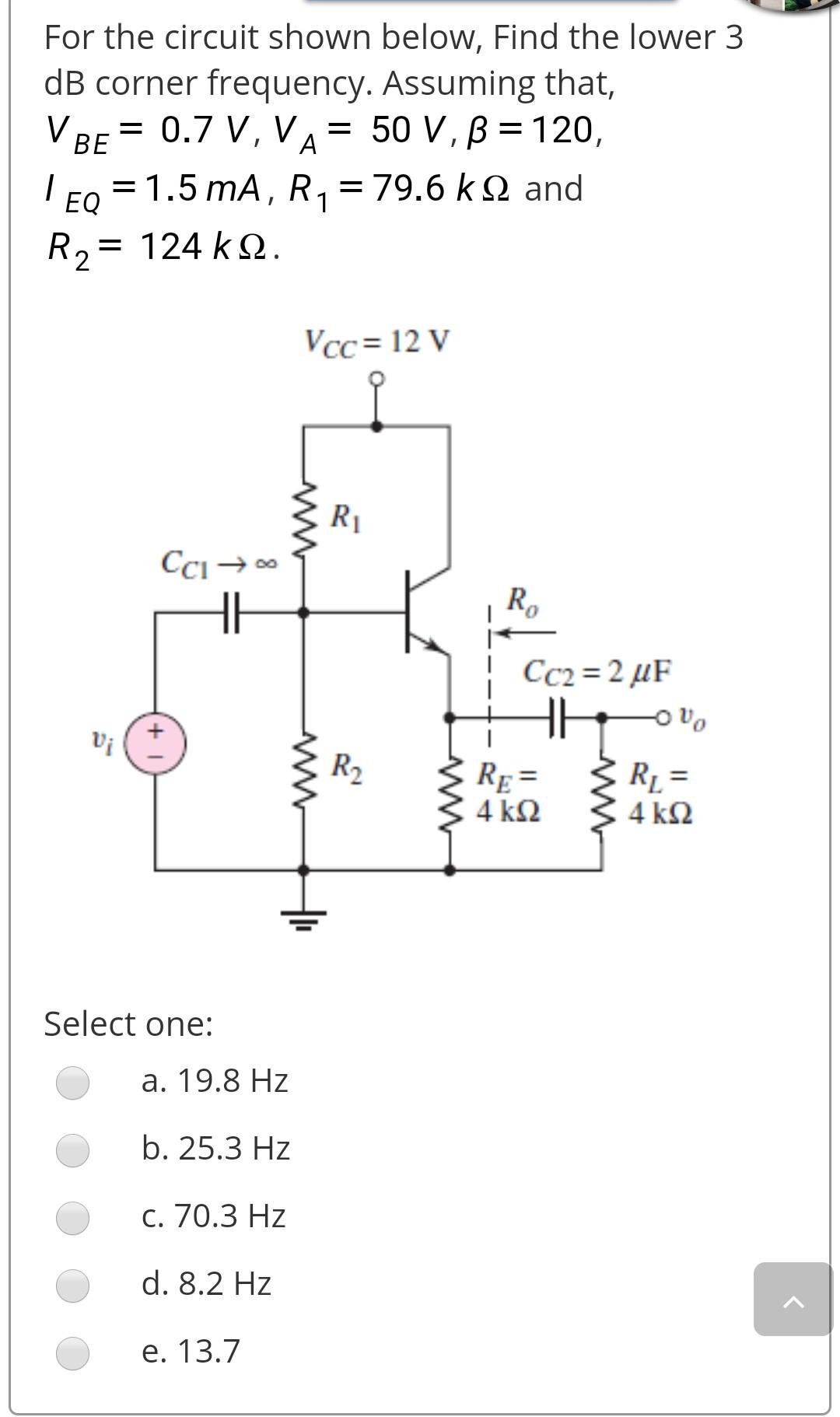 Solved For the circuit shown below, Find the lower 3 dB | Chegg.com