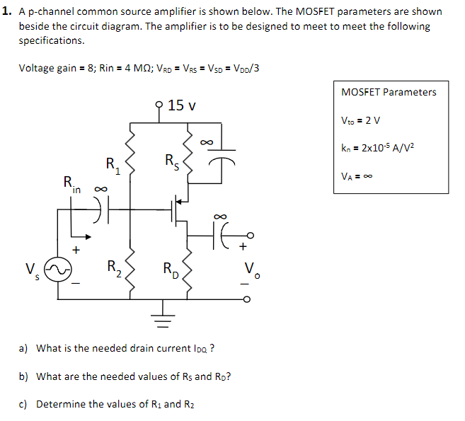 Solved A p-channel common source amplifier is shown below. | Chegg.com
