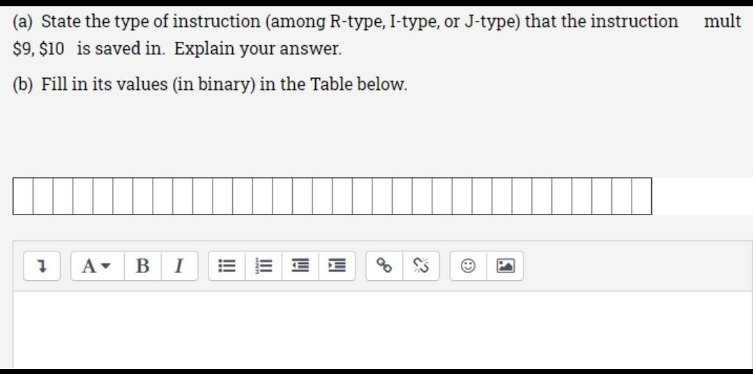 Solved mult (a) State the type of instruction (among R-type, | Chegg.com