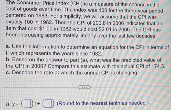 Solved The Consumer Price Index (CPI) Is A Measure Of The | Chegg.com