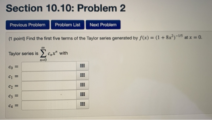Solved Section 10.10: Problem 2 Previous Problem Problem | Chegg.com