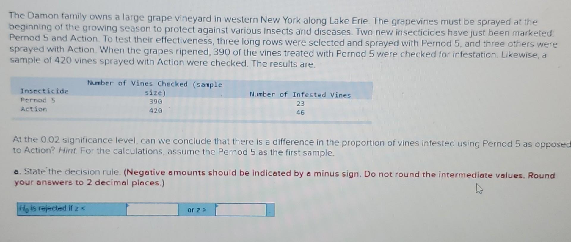 Solved The Damon family owns a large grape vineyard in | Chegg.com