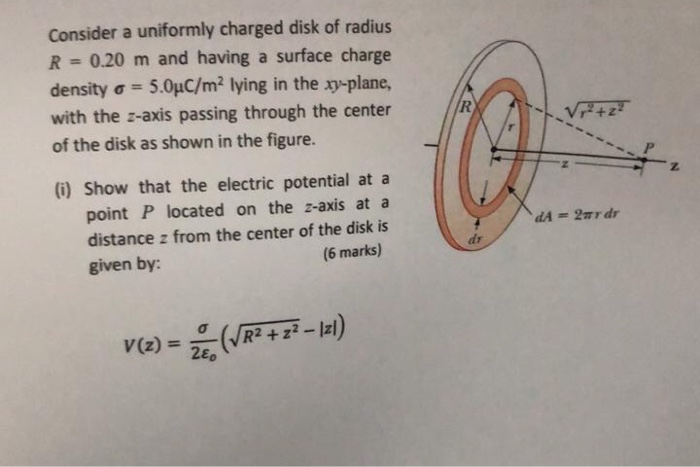 solved-consider-a-uniformly-charged-disk-of-radius-r-0-20-chegg