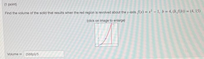 Solved (1 Point) Find The Volume Of The Solid That Results | Chegg.com