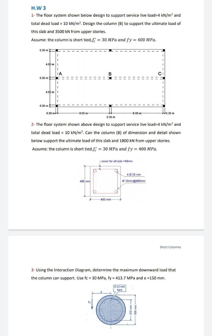Solved H.W 3 1- The floor system shown below design to | Chegg.com