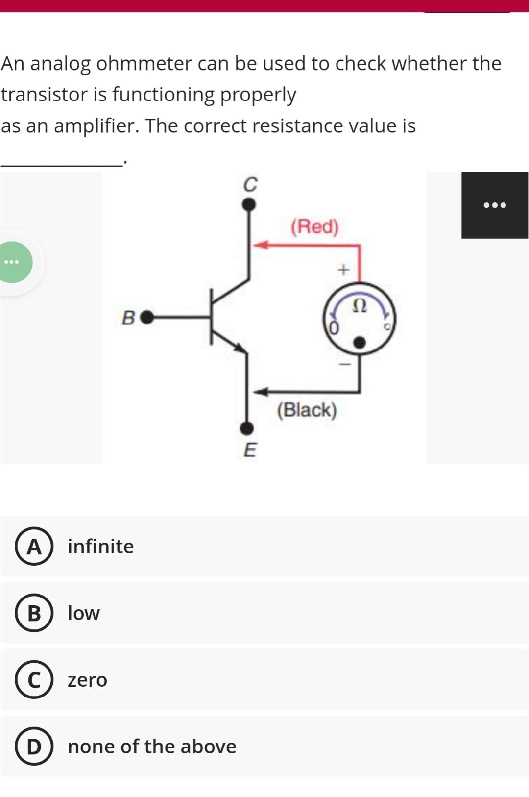 Solved An analog ohmmeter can be used to check whether the