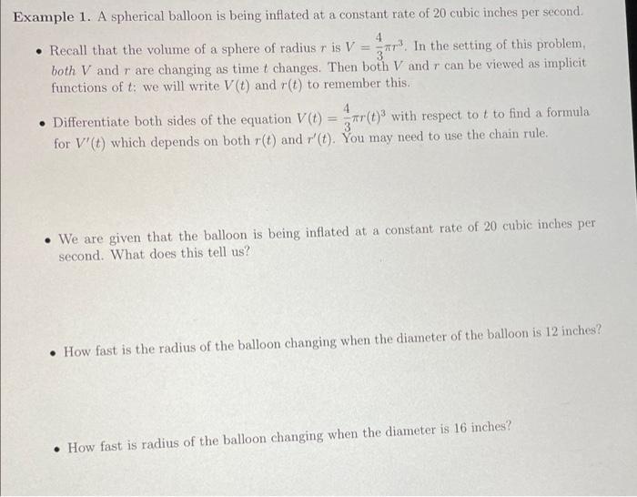 Solved - Recall that the volume of a sphere of radius r is | Chegg.com