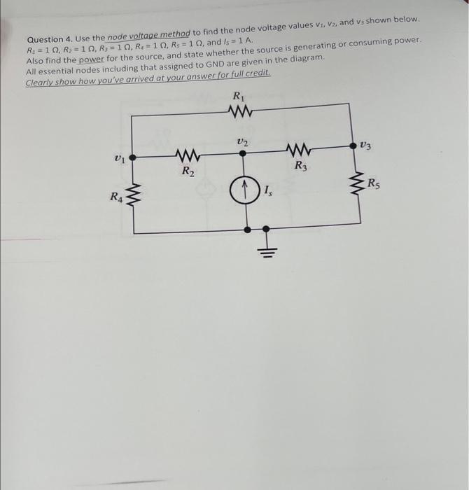 Solved Question 4. Use the node voltage method to find the | Chegg.com