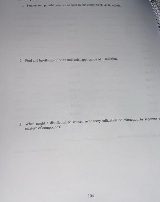 Solved 1. Suggest two possible sources of error in this | Chegg.com