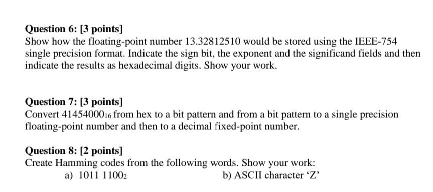 Solved Question 1: [6 points] Perform the following | Chegg.com