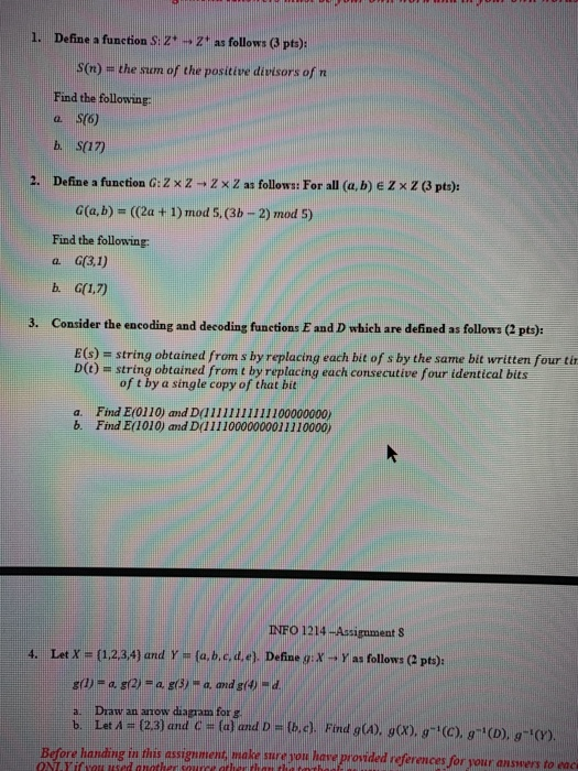 Solved 1 Define A Function S Z 2as Follows 3 Pts Chegg Com