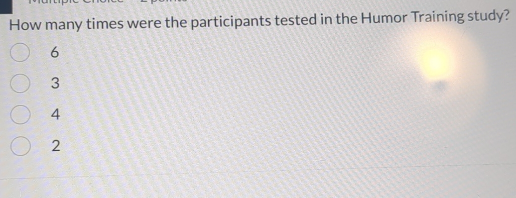 Solved How many times were the participants tested in the | Chegg.com
