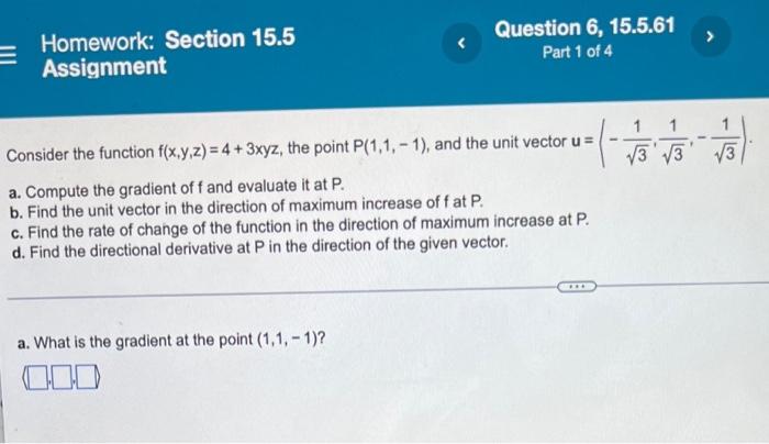 Solved Homework: Section 15.5 Assignment Question 6, 15.5.61 | Chegg.com