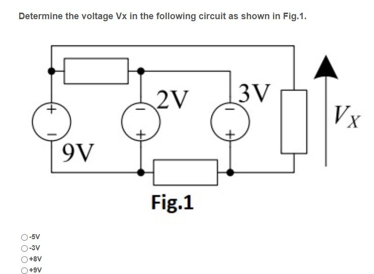 Solved Determine the voltage Vx in the following circuit as | Chegg.com