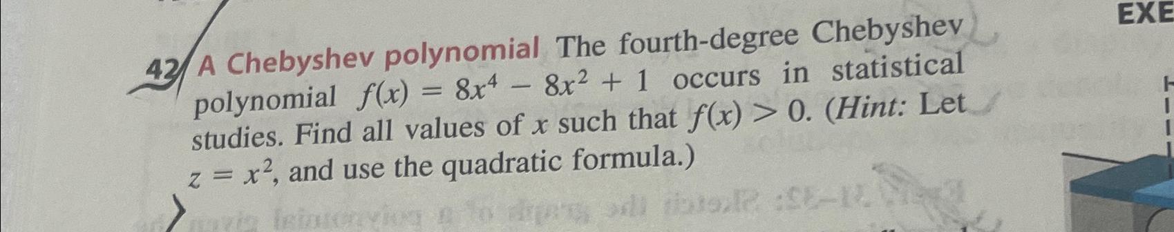 Solved A Chebyshev Polynomial The Fourth Degree Chebyshev