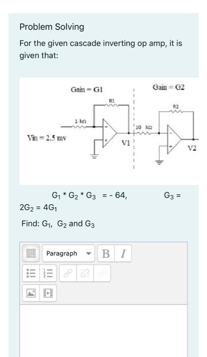 Solved Problem Solving For the given cascade inverting op | Chegg.com