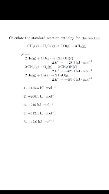 Solved Calculate The Standard Reaction Enthalpy For The R Chegg Com