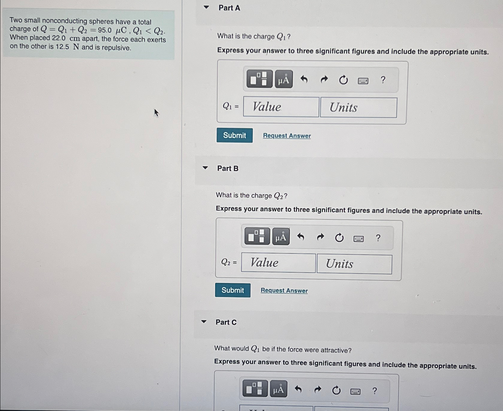 Solved Part ATwo small nonconducting spheres have a total | Chegg.com